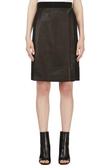 Calvin Klein Collection Black Leather Panel Nousha Wrap Skirt