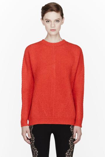Stella Mccartney Orange Soft Ribs Knit Sweater
