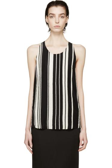 Balmain Black And White Beaded Tank Top