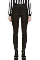 Givenchy Black Leather Ribbed Jeans