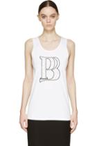 Pierre Balmain White Cotton Lace B Tank Top