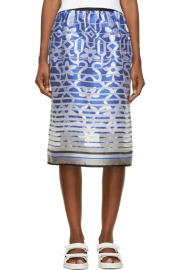 Ostwald Helgason Royal Blue Satin Degraded Jacquard Tea Skirt