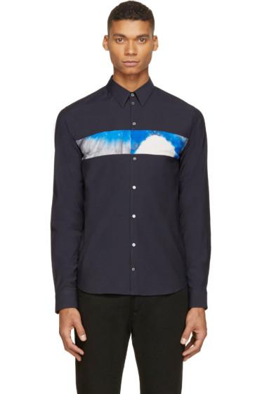 Costume National Navy Tie-dye Accent Shirt