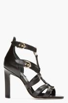 Brian Atwood Black Leather Harness Adrya Heels