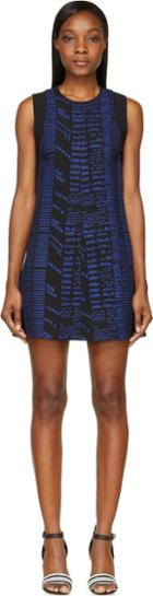 Proenza Schouler Black And Marine Blue Woodblock Print Dress