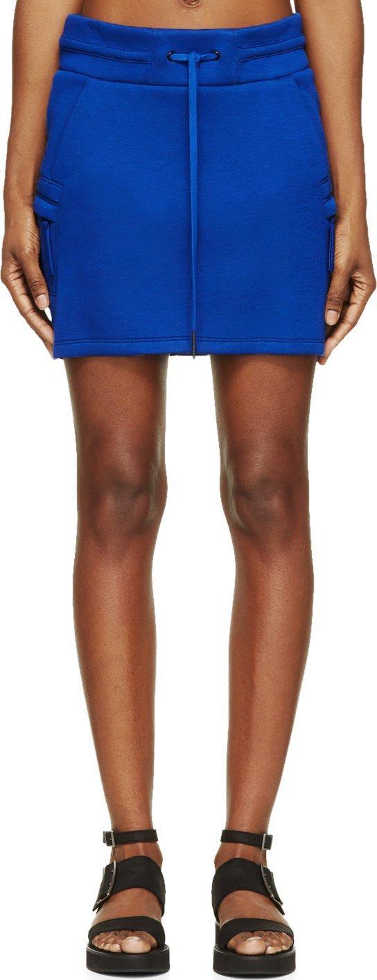 Helmut Lang Cobalt Blue Sponge Fleece Neo Mini Skirt