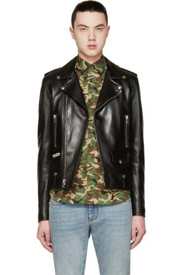 Saint Laurent Black Leather Biker Jacket