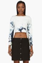 Anthony Vaccarello Blue Bleached Denim Boatneck Crop Top