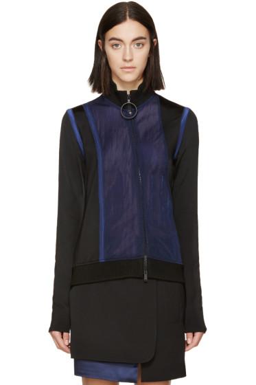 Paco Rabanne Black And Navy Mesh Zip-up Sweater