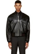 Juun.j Black Leather Sign Society Bomber Jacket