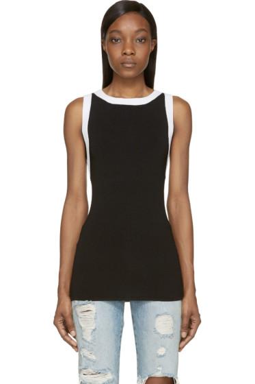 Pierre Balmain Black Rib Knit Tank Top