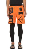 Ktz Orange And Black Terrycloth Arrow Shorts