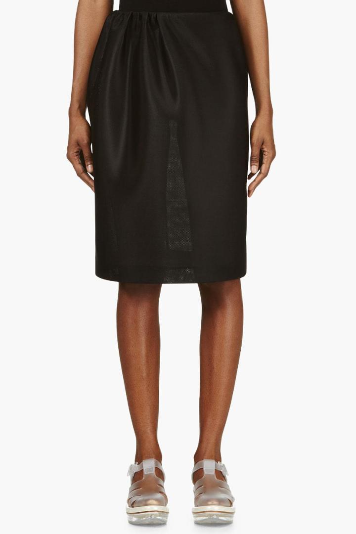 Simone Rocha Black Side Gathered Neoprene Skirt