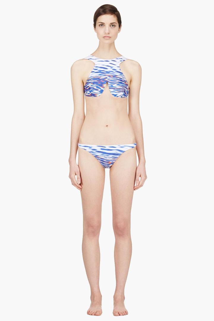Dion Lee Blue And White Print Two Piece Swimsuit