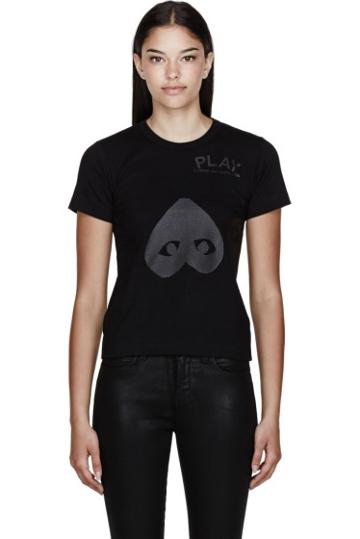 Comme Des Garçons Play Black Jersey Triple Hearts T-shirt