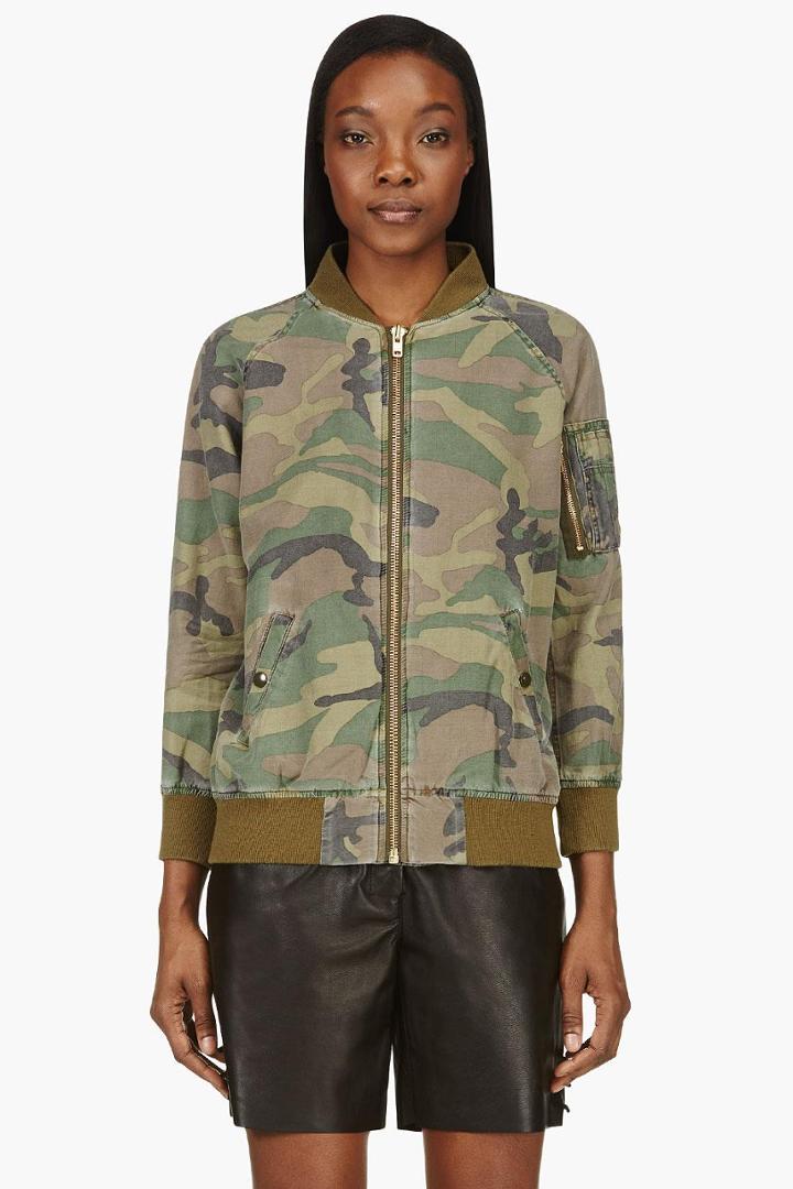 Nlst Green Faded Camo Oversized Flight Jacket