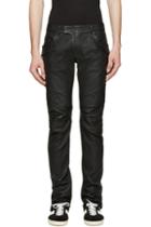 Balmain Black Leather Biker Trousers