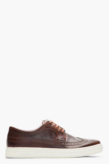 Paul Smith Jeans Dark Brown Leather Longwing Merced Sneakers