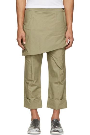 Thamanyah Green Waxed Skirt Trousers