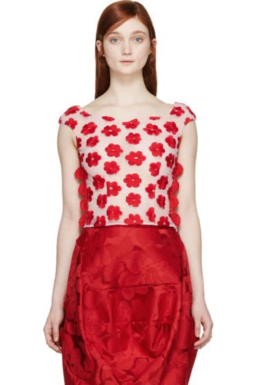 Simone Rocha Pink Embroidered Tulle Top