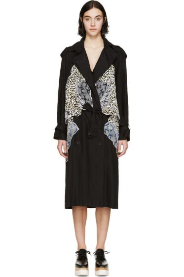 Stella Mccartney Black Silk Drape Trench Coat