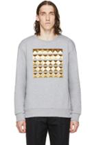 Palm Angels Grey Studded Crewneck Sweatshirt