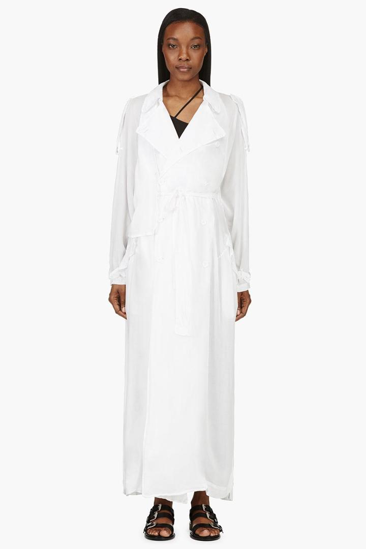 Nicolas Andreas Taralis White Oversized Lightweight Trench Coat