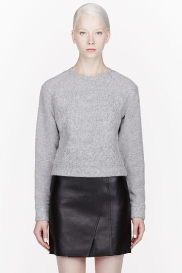 T By Alexander Wang Heather Grey Brushed Wool Sweatshirt
