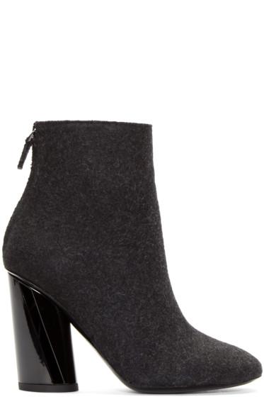 Proenza Schouler Black Felted Wool Ankle Boots
