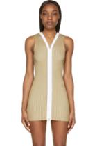 Calvin Klein Collection Beige Ribbed Knit Red Dress