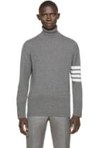 Thom Browne Grey Striped Cashmere Turtleneck