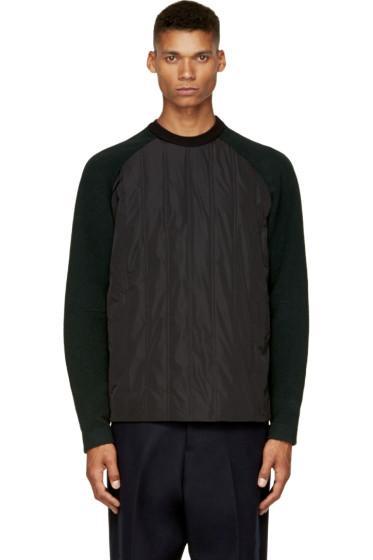 Juun.j Black And Forest Green Insulated Pullover