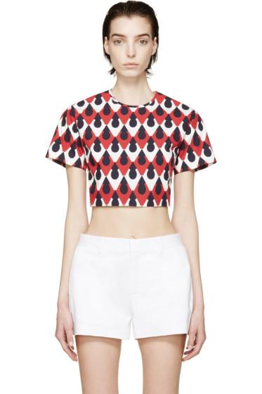 Dsquared2 Red And Navy Printed Crop Top