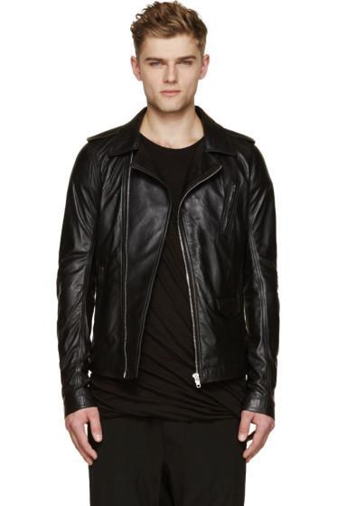 Rick Owens Black Leather Stooges Jacket