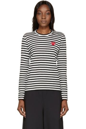 Comme Des Garçons Play Black And White Striped Logo T-shirt
