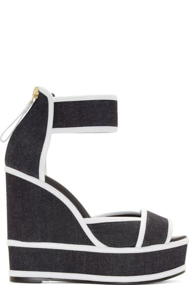 Pierre Hardy Navy Denim Wedge Sandals