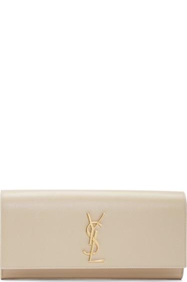 Saint Laurent Nude Leather Monogram Clutch