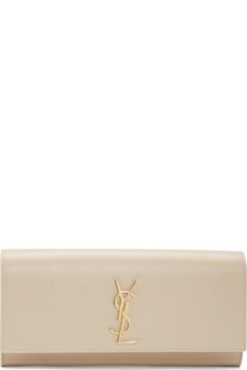 Saint Laurent Nude Leather Monogram Clutch