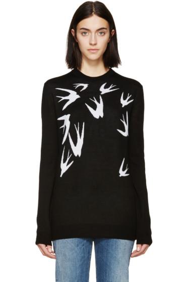Mcq Alexander Mcqueen Black And White Jacquard Swallow Sweater