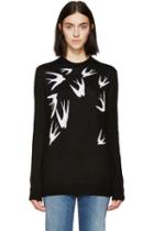 Mcq Alexander Mcqueen Black And White Jacquard Swallow Sweater