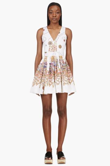 Msgm White Gem Print A-line Dress