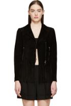 Valentino Black Suede Fringed Biker Jacket