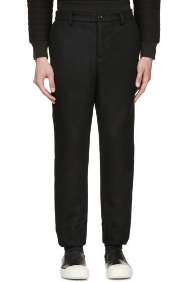 Diet Butcher Slim Skin Black Felted Wool Trousers