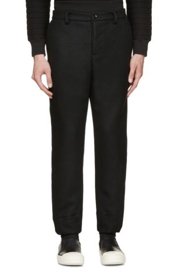 Diet Butcher Slim Skin Black Felted Wool Trousers