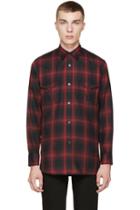 Saint Laurent Red And Black Check Shirt