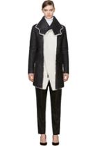 Anthony Vaccarello Black Shearling Irregular Collar Coat