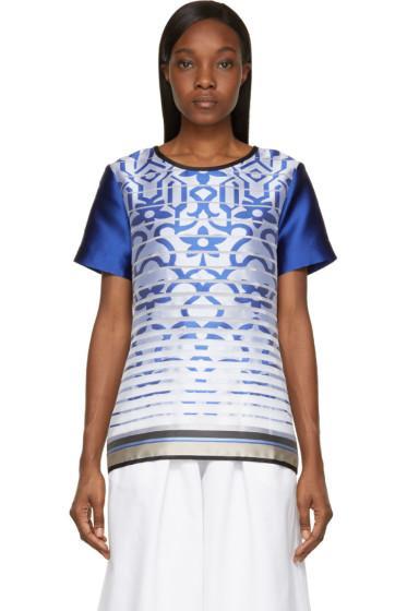 Ostwald Helgason Royal Blue Satin Degraded Jacquard T-shirt