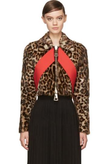Givenchy Leopard Print Red Sash Cropped Biker Jacket