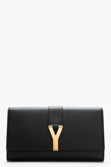 Saint Laurent Black Leather Chyc Clutch