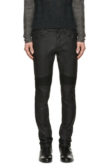 Belstaff Black Coated Eastham Biker Jeans